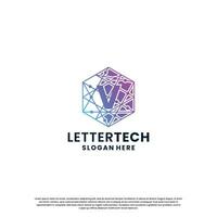 business letter V logo design for technology, lab, science, computing company vector