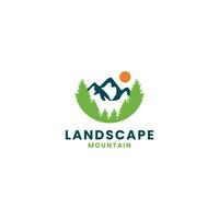mountain hill landscape logo design. nature panorama logo template vector