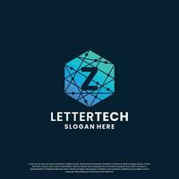 modern letter Z technology logo design with gradient color vector