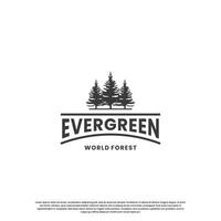 evergreen logo design vintage. pine tree logo in vintage badge. vector