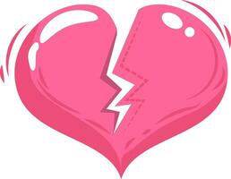 pink broken heart with band aid vector