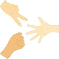Hands playing rock paper scissors game. Flat design style vector illustration.