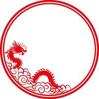 Abstract chinese red dragon silhouette decorative round borders and chinese style frames for festive arrangements vector