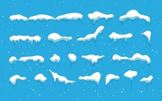 Snow, ice cap with shadow. Snowy elements on winter background. Snowfall and snowflakes. Christmas and New Year, Winter season. Vector illustration