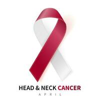 Head and Neck Cancer Awareness Month. Realistic Burgundy Ivory ribbon symbol. Medical Design. Vector illustration