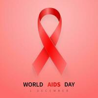 World aids day symbol, 1 december. Realistic red ribbon symbol. Medical Design. Vector illustration