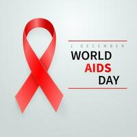 World aids day symbol, 1 december. Realistic red ribbon symbol. Medical Design. Vector illustration