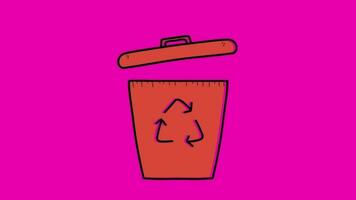 recyclage poubelle 2d Animé recycler poubelle icône video