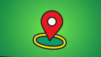 localização PIN ponteiro em mapa animado desenho animado aparecendo ponteiro para uma mapa. ponto do interesse. placa e PIN para indicar a rota e localização em a vídeo mapas. em formação video