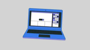 computador portátil 2d animado ícone movimento gráfico animação digital trabalhos atividade video