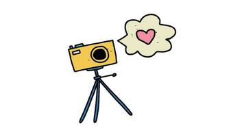 A 2D animated illustration of a camera video. video