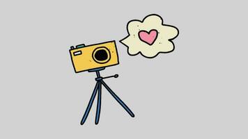 A 2D animated illustration of a camera video. video