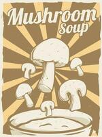 mushroom soup menu poster design vector