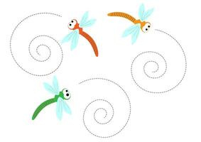 Trace and color.Trace and color for preschoolers.Handwriting practice for kids. vector