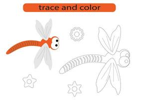 Trace and color.Trace and color for preschoolers.Handwriting practice for kids. vector