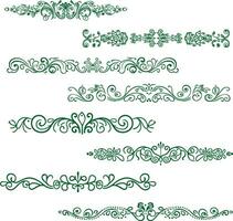 Text Frame thin line floral set. Outline border sign ornament kit. vector