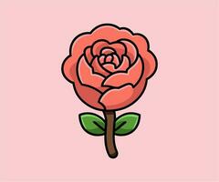 vector cute rose illustration, cartoon flat isolated