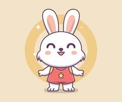 vector cute bunny illustration, cartoon flat isolated