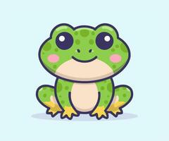 vector cute frog illustration, cartoon flat isolated