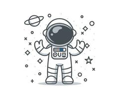 vector cute astronaut illustration, cartoon flat isolated