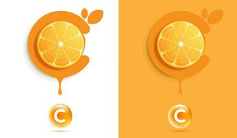 naranja frutas rebanado parte superior ver en naranja antecedentes. diseño para embalaje presentación, publicidad, cosmético producto monitor antecedentes. vitamina C naturaleza. vector diseño.