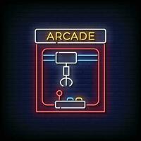 Neon Sign arcade with brick wall background vector