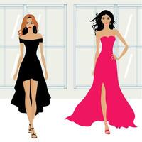 illustration of women's clothing models vector