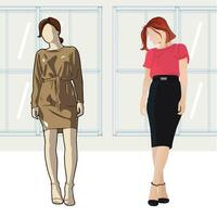 illustration of women's clothing models vector