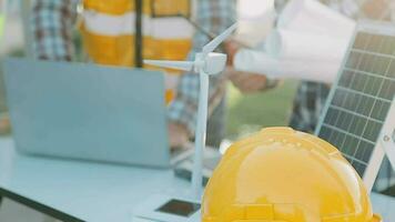 Diverse Team of Specialists Use Laptop Computer on Construction Site. Real Estate Building Project with Civil Engineer, Architectural Investor, Businesswoman and Worker Discussing Plan Details video