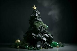 AI generated Waste Christmas tree. Generate ai photo