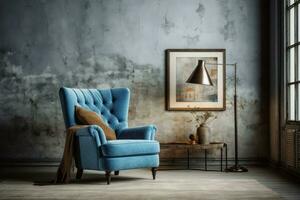 AI generated Vibrant Blue armchair modern. Generate Ai photo