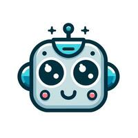 Business automation software filled colorful logo. User centric company value. Cute baby robot simple icon. Design element. Created with artificial intelligence. Ai art for corporate branding vector