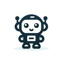 Robotic process automation monochrome line logo. User centric business value. Cute baby robot simple icon. Design element. Created with artificial intelligence. Ai art for corporate branding vector