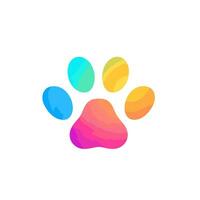 Veterinary practice filled gradient logo. Animal welfare. Paw print. Design element. Created with artificial intelligence. Bright ai art for corporate branding, mobile vet clinic, pet supplies vector