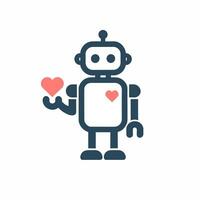 Software automation solutions filled colorful logo. Robot holds heart simple icon. User centricity business value. Design element. Created with artificial intelligence. Ai art for corporate branding vector