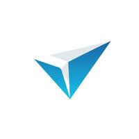 Service provider filled blue logo. Efficiency business value. Origami paper plane abstract icon. Design element. Created with artificial intelligence. Ai art for corporate branding vector