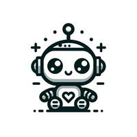 AI generated Intelligent process automation monochrome line logo. User centric business value. Cute baby robot simple icon. Design element. Ai art for corporate branding vector