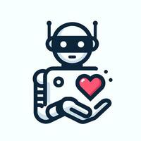 AI generated Technical support automation filled colorful logo. User centric service business value. Robot hold heart icon. Design element. Ai art for corporate branding vector