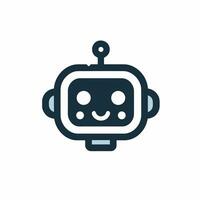 AI generated Robotic automation solutions monochrome glyph logo. User centric company value. Cute baby robot simple icon. Design element. Ai art for corporate branding vector