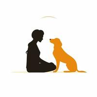 AI generated Dog training service filled colorful logo. Woman and dog silhouette icon. Compassionate care value. Design element. Ai art for corporate branding, website vector