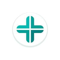 AI generated Health center teal filled gradient logo. Home healthcare. Medical device. Cross symbol. Design element. Ai art for corporate branding, telemedicine company vector