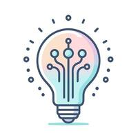 AI generated Innovative solutions filled gradient logo. Creativity business value. Light bulb with circuit element icon. Design element. Ai art for corporate branding vector