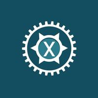 AI generated Decentralized applications studio filled colorful initial logo idea. Crypto community governance. Letters inside cogwheel mechanism shape. Graphic design vector