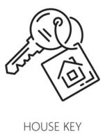Real estate icon, house key line symbol vector