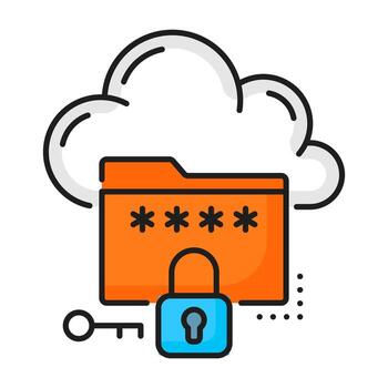 nube almacenamiento color icono, base de datos red servidor vector