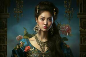 AI generated Exotic Luxury asian portrait. Generate Ai photo