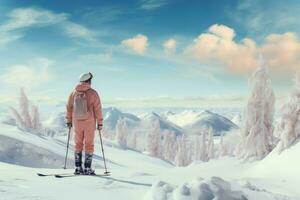 AI generated Invigorating Person ski resort. Generate AI photo