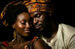 ai generado apasionado africano Pareja amor. generar ai foto