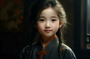 ai generado exótico chino niña belleza. generar ai foto