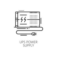 UPS power supply line icon, computer PC hardware vector